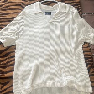 Abercrombie & Fitch White Polo Sweater Ribbed Knit